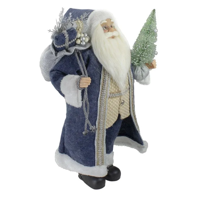 18" Standing Santa Christmas Figurine with a Decorated Tree