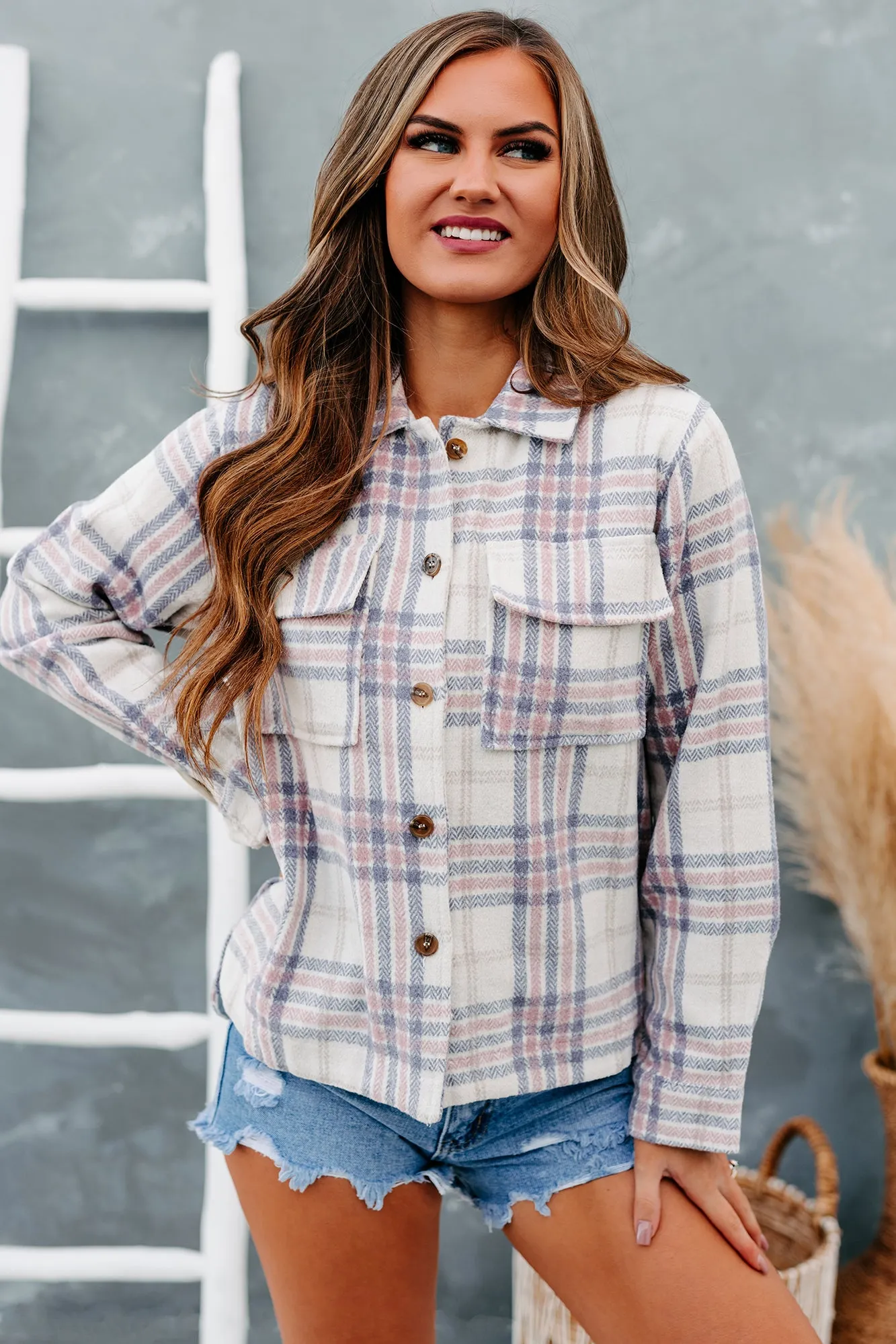 Anna Plaid Print Shacket (Lavender Mix)