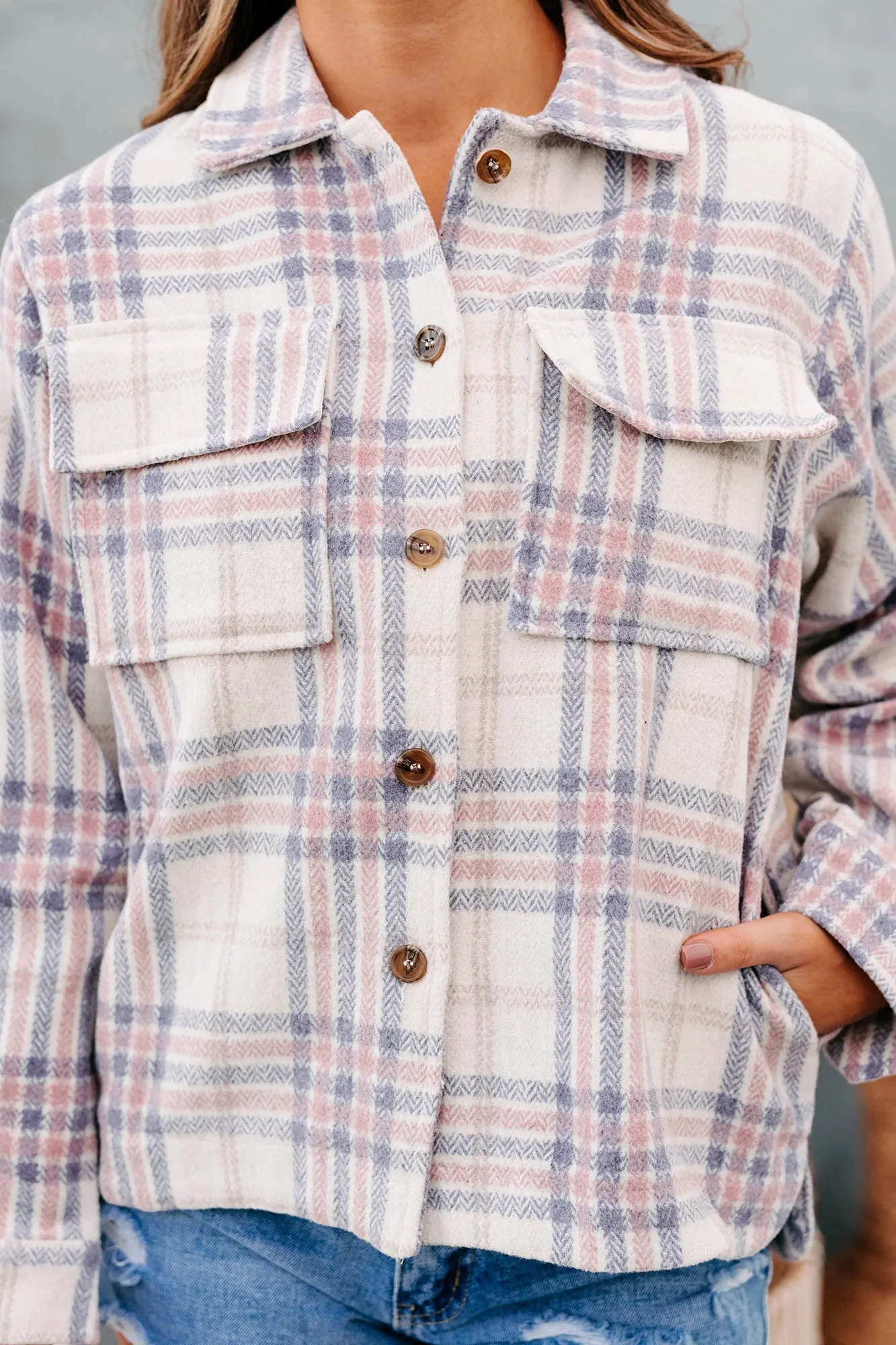 Anna Plaid Print Shacket (Lavender Mix)