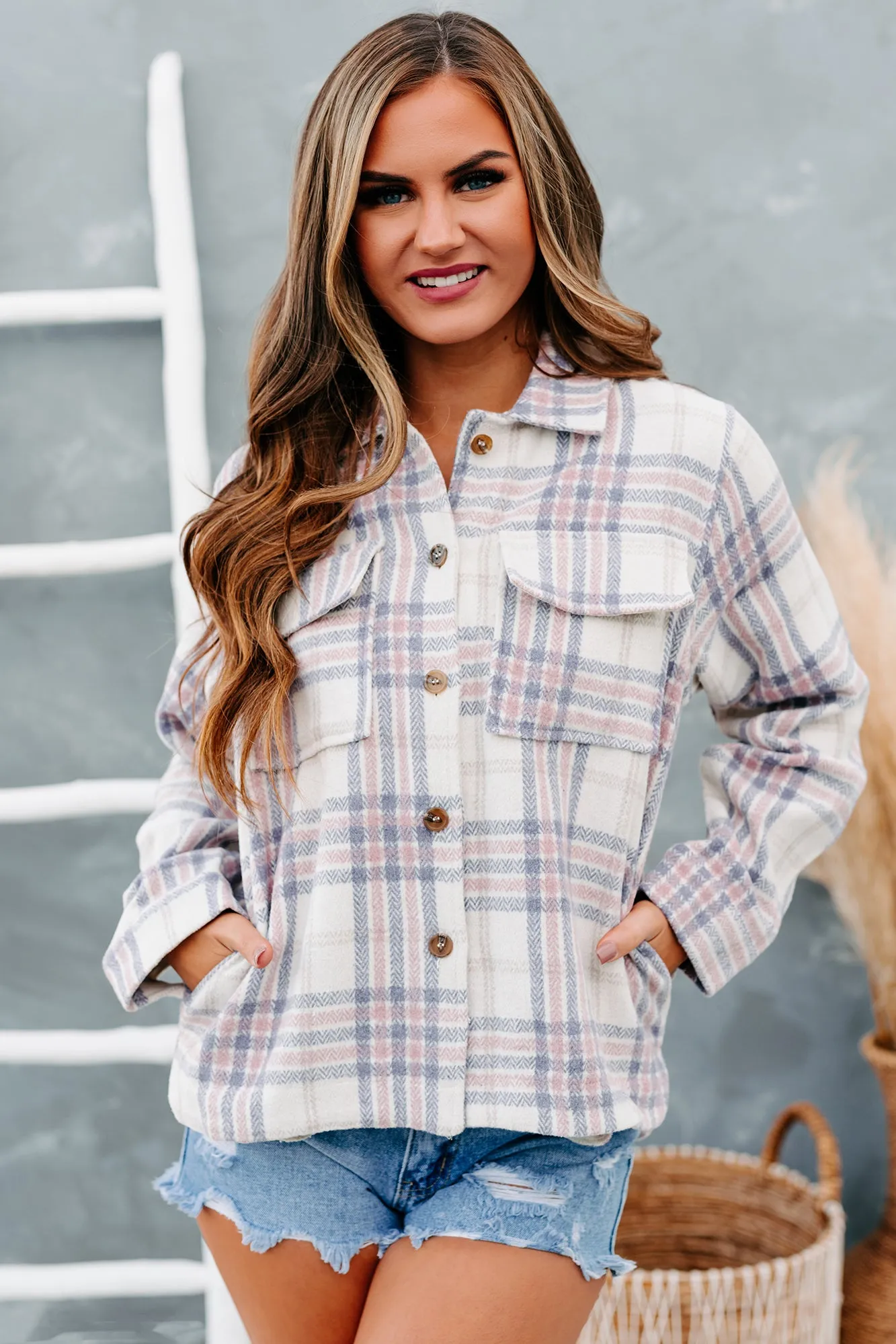 Anna Plaid Print Shacket (Lavender Mix)