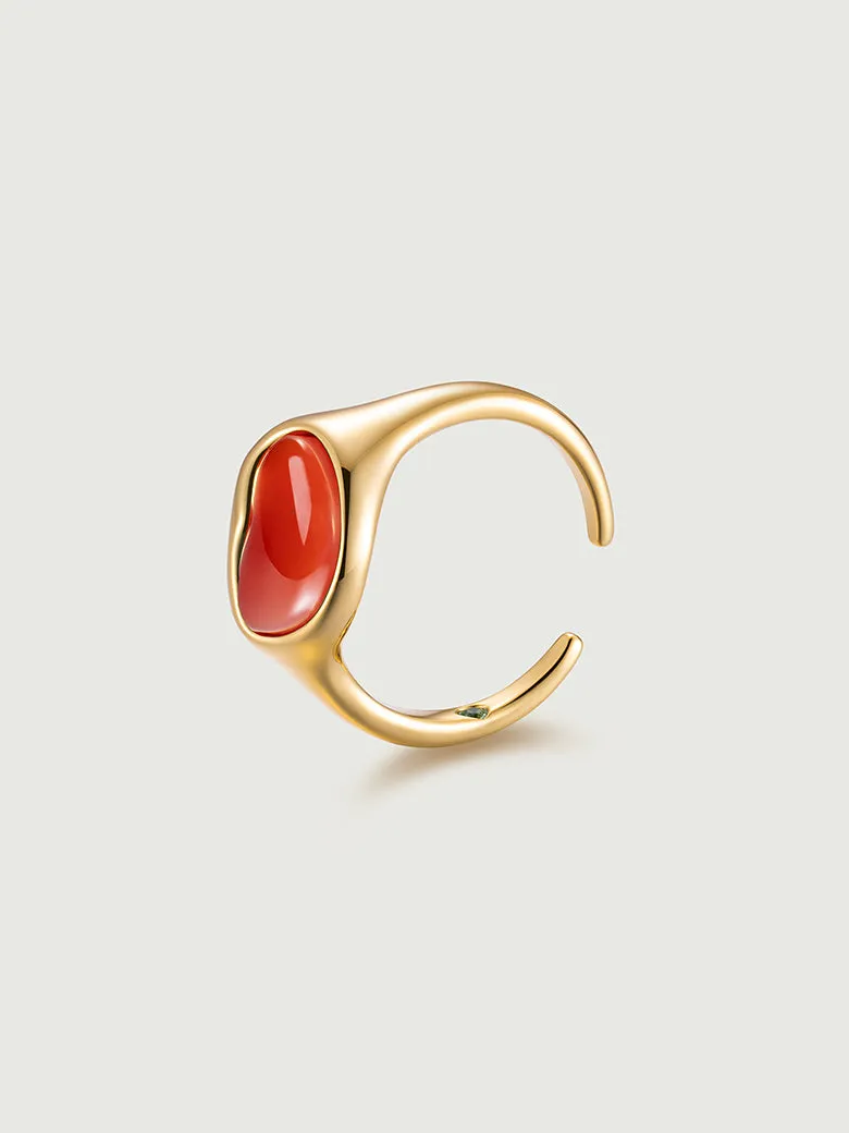 Aphrodite Heart Red Onyx Open Ring