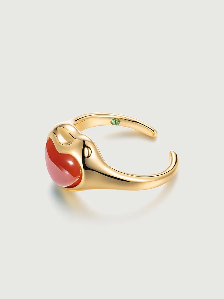 Aphrodite Heart Red Onyx Open Ring