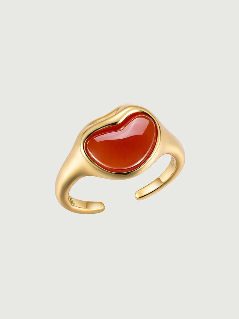 Aphrodite Heart Red Onyx Open Ring