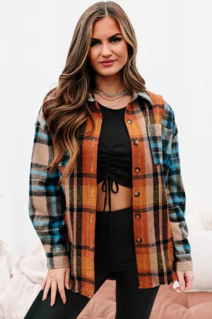 Archive Campfire Evenings Oversized Plaid Shacket (Blue Brown)