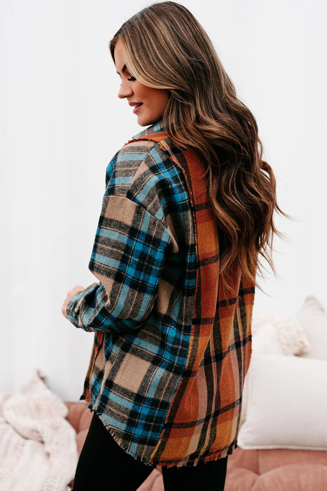 Archive Campfire Evenings Oversized Plaid Shacket (Blue Brown)