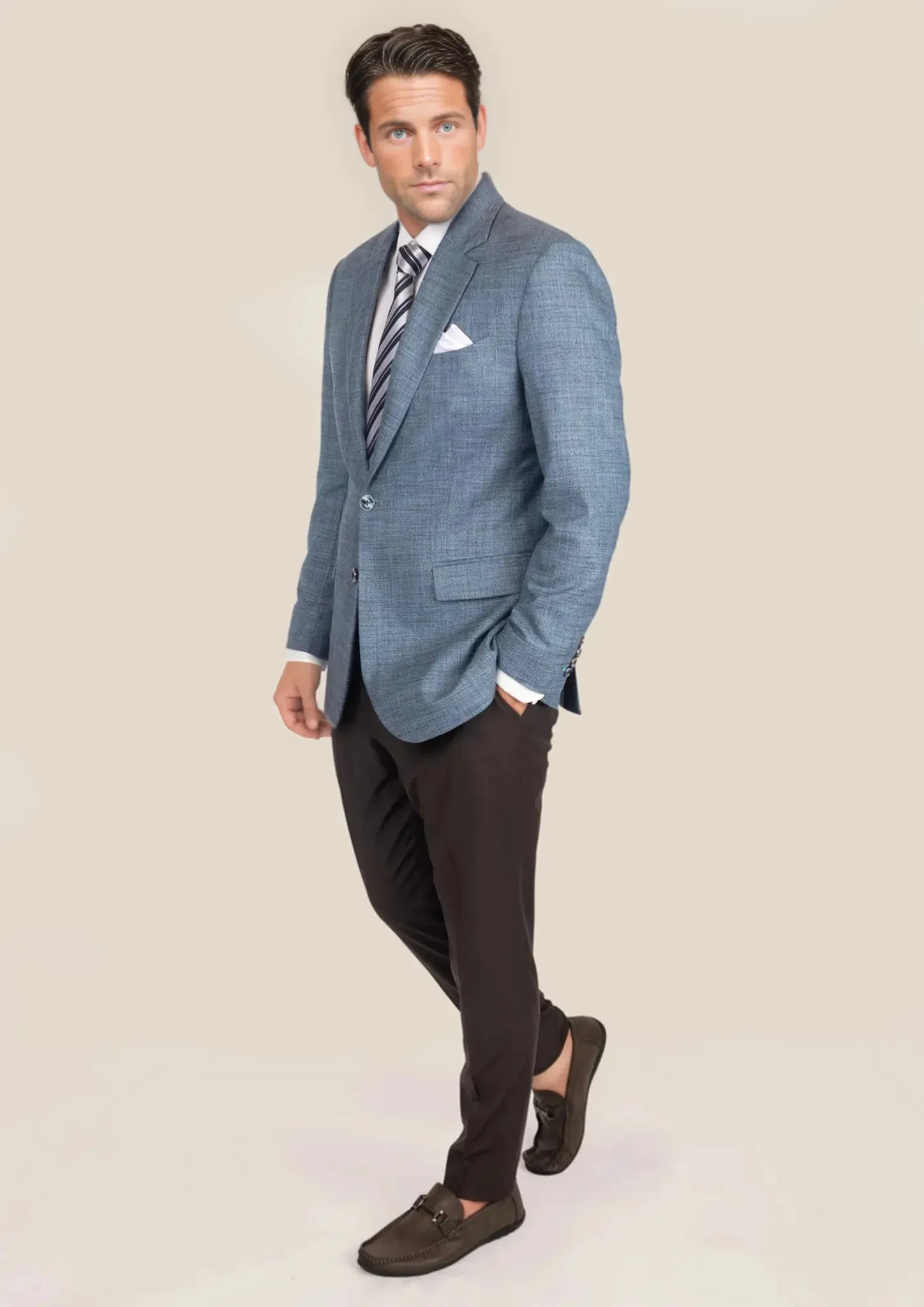 Astor Mid Blue Hopsack Jacket