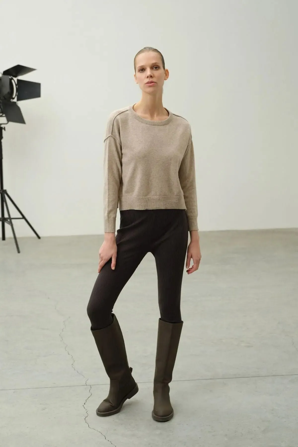 Beige Carole Cashmere and Wool Carole Women's Sweater