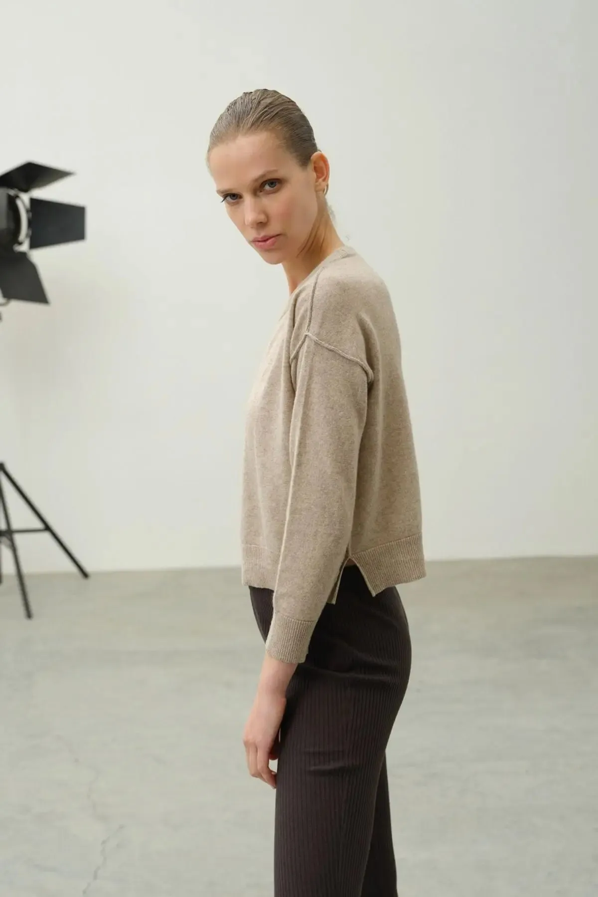 Beige Carole Cashmere and Wool Carole Women's Sweater