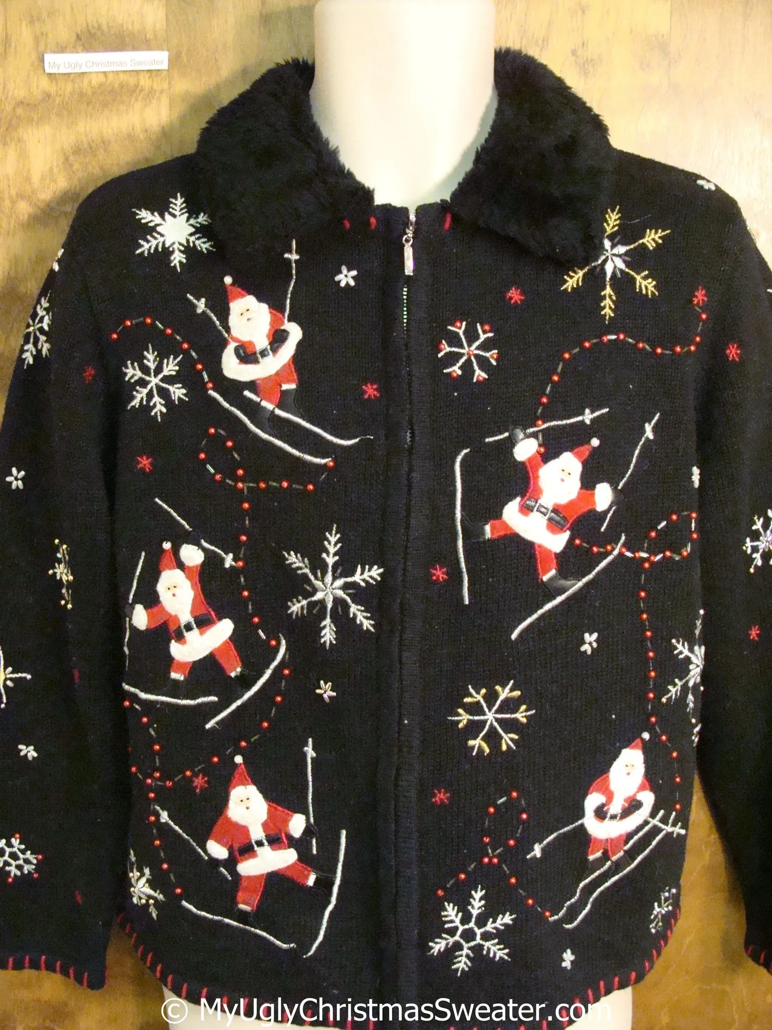 Best Fun Ugly Christmas Sweater with Skiing Santas