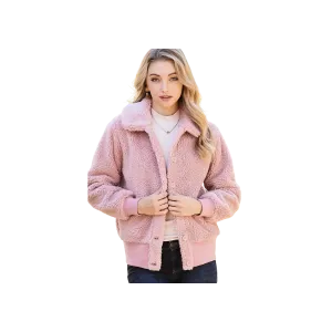 Collar Neck Button Down Sherpa Fleece Sweater  Jacket
