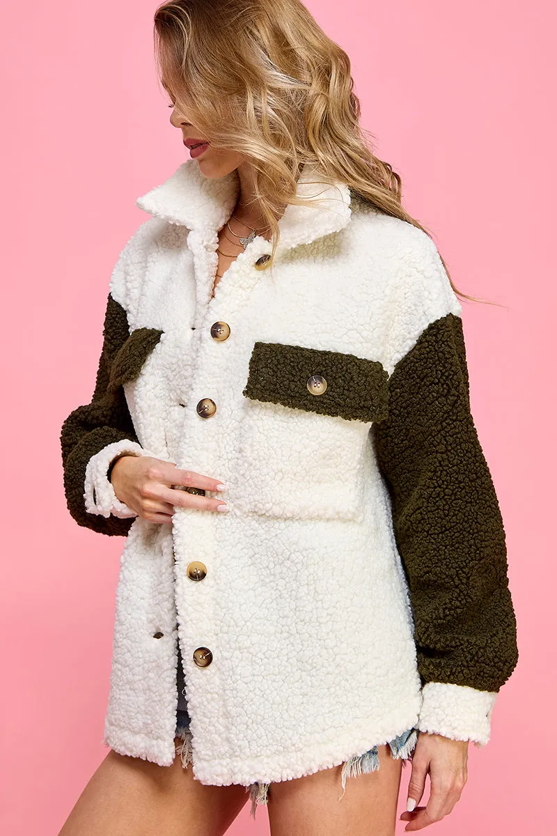 Color Block Sherpa Jacket