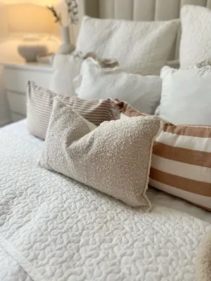 Cream Luxury Sherpa Boucle Cream Cushion Cover - 50cm x 30cm