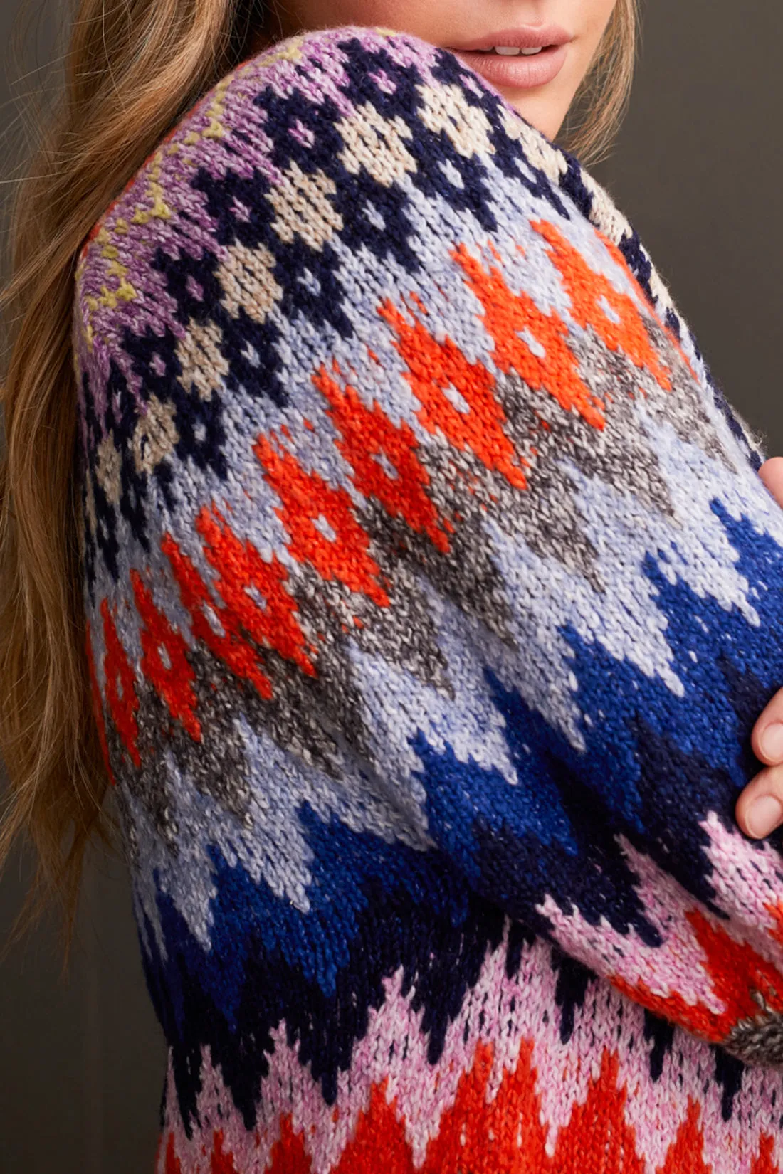 Crew Neck Intarsia Sweater