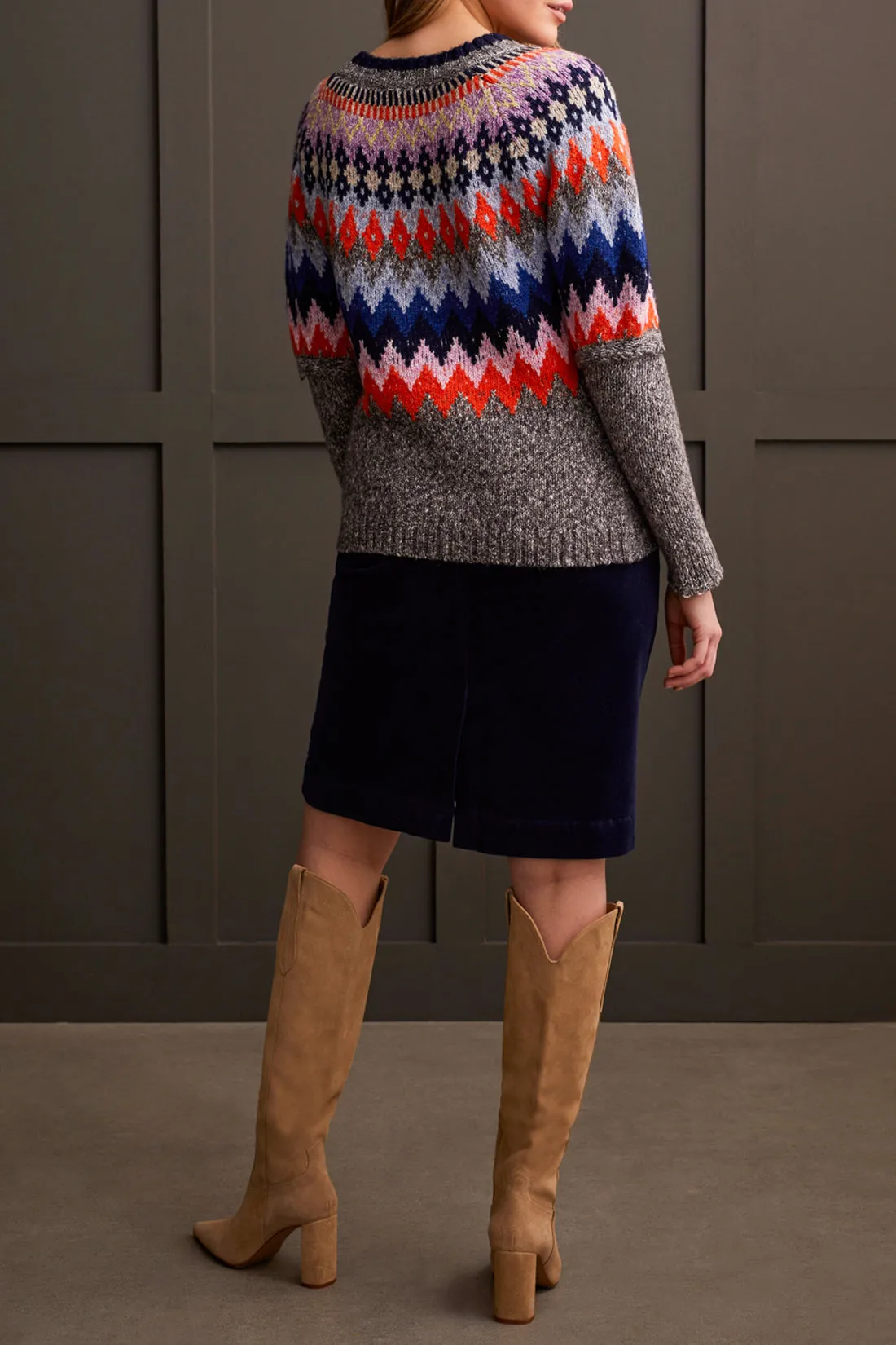 Crew Neck Intarsia Sweater