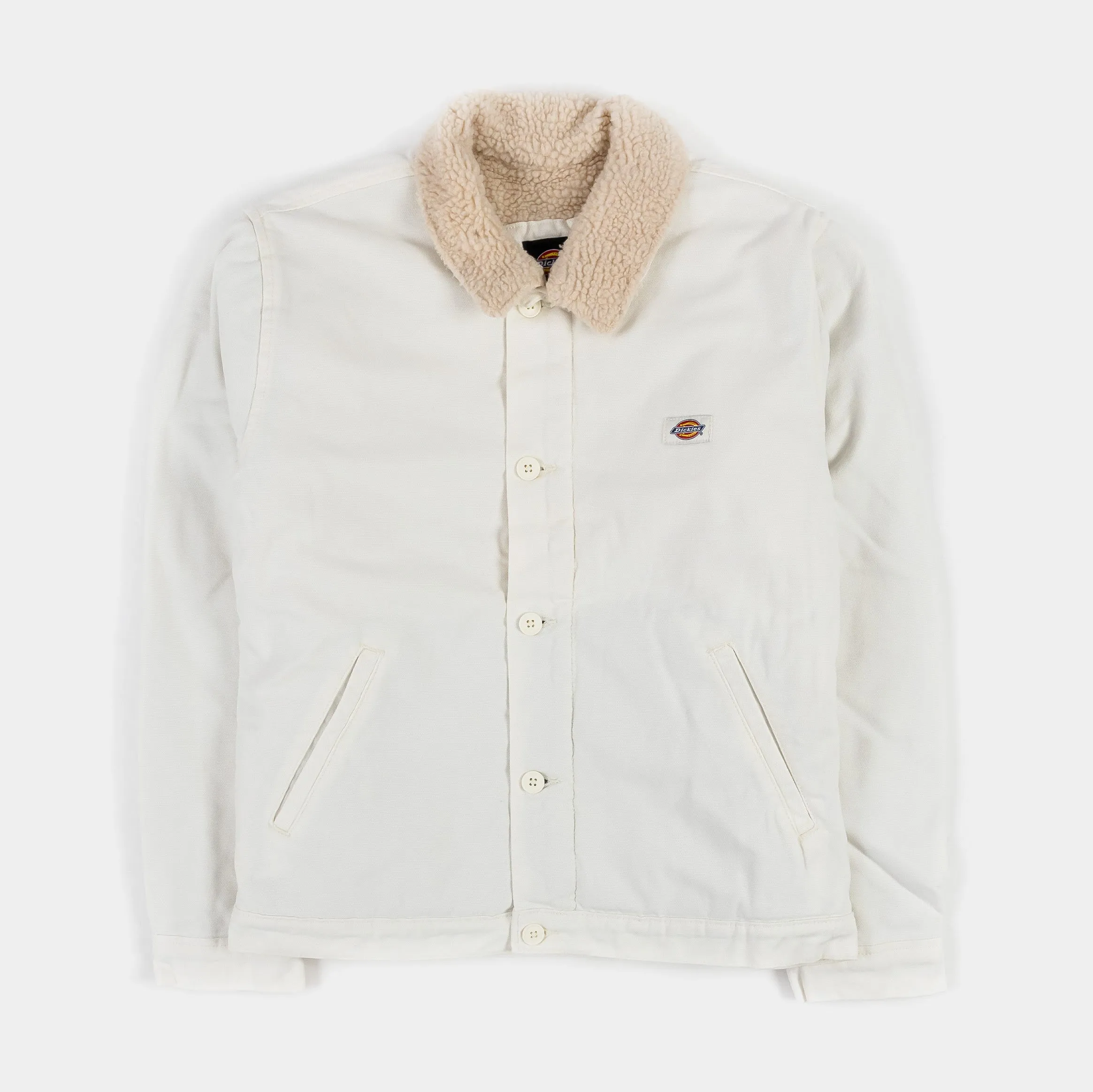 Duck Canvas Fleece Lined Mens Jacket (White)