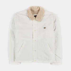 Duck Canvas Fleece Lined Mens Jacket (White)
