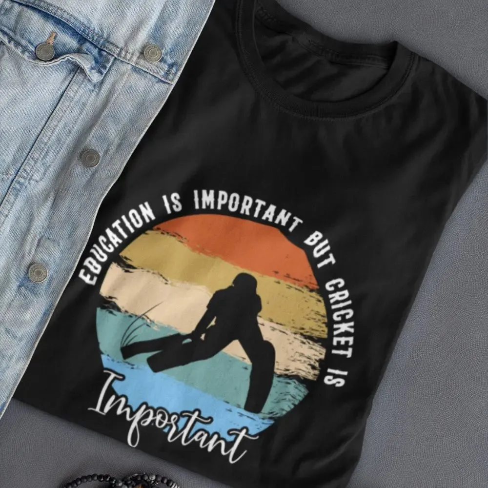 Education is Important but Cricket is Important Round Neck Half Sleeve Classic T-Shirt