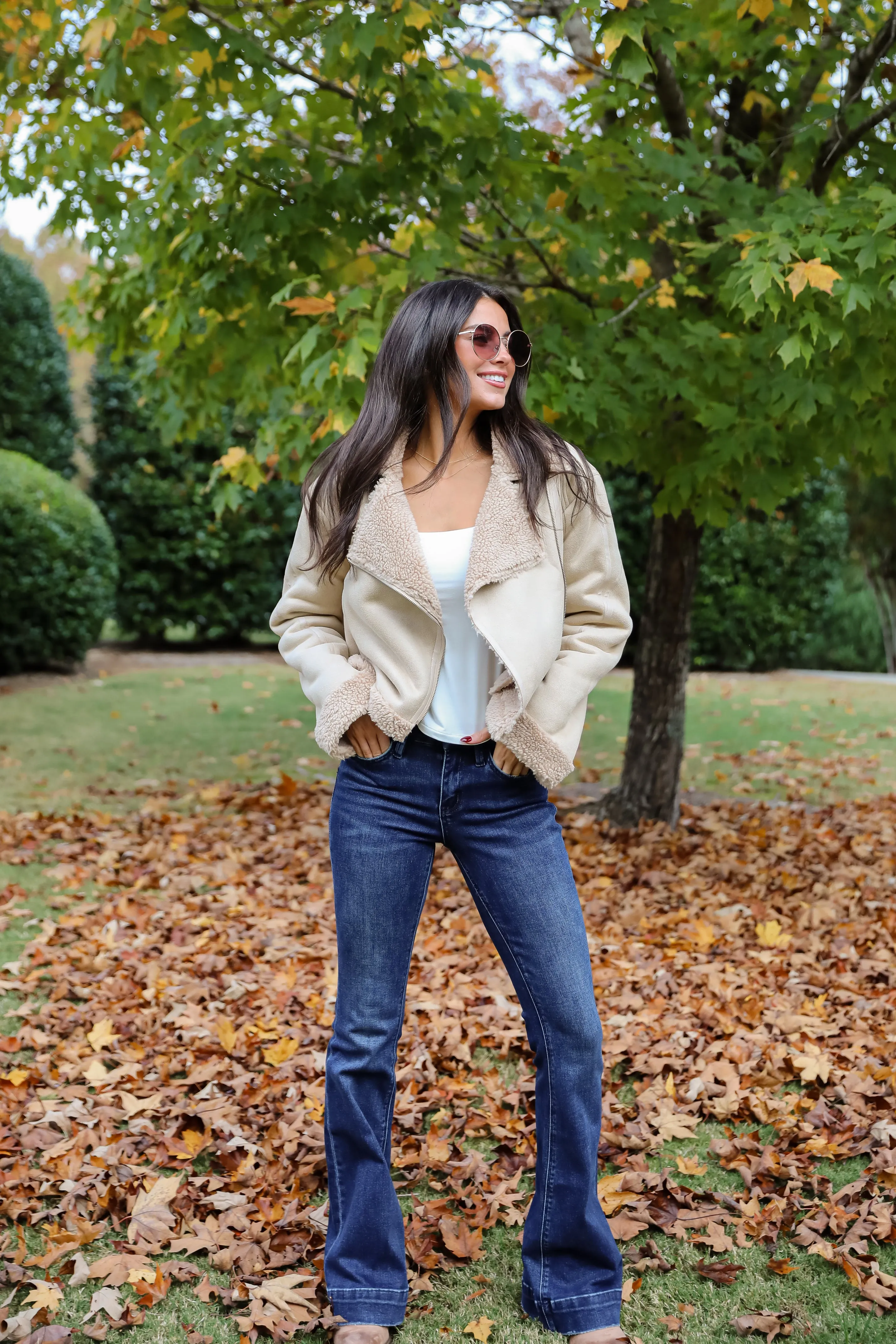 FINAL SALE - Sweetly Cozy Beige Sherpa Moto Jacket