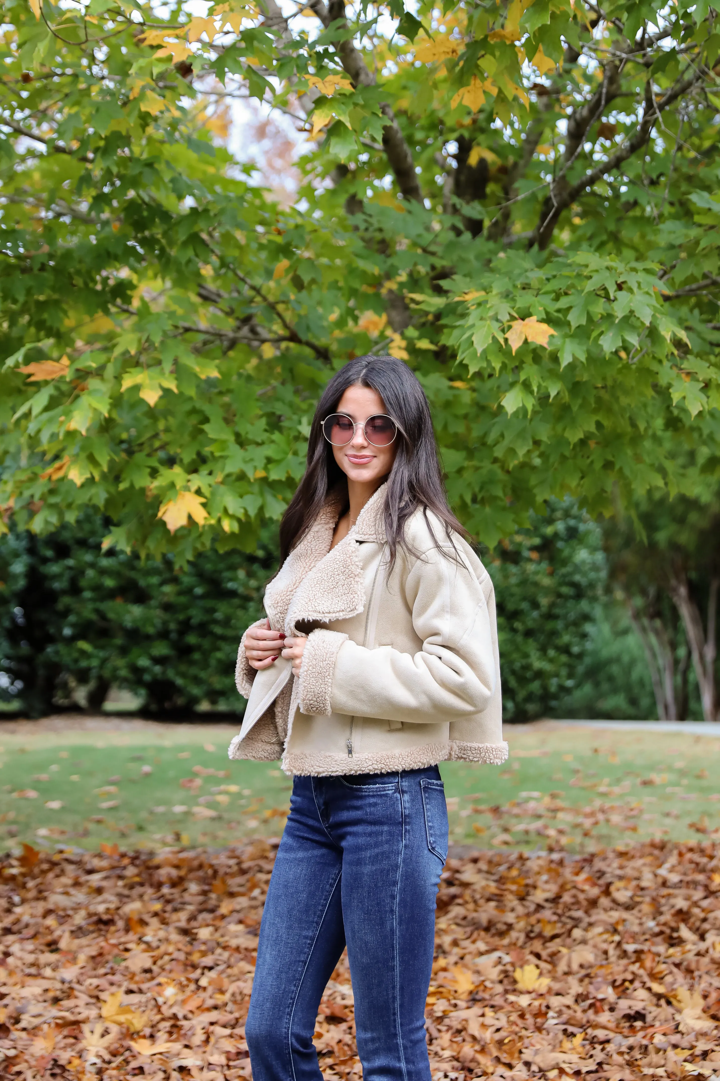 FINAL SALE - Sweetly Cozy Beige Sherpa Moto Jacket