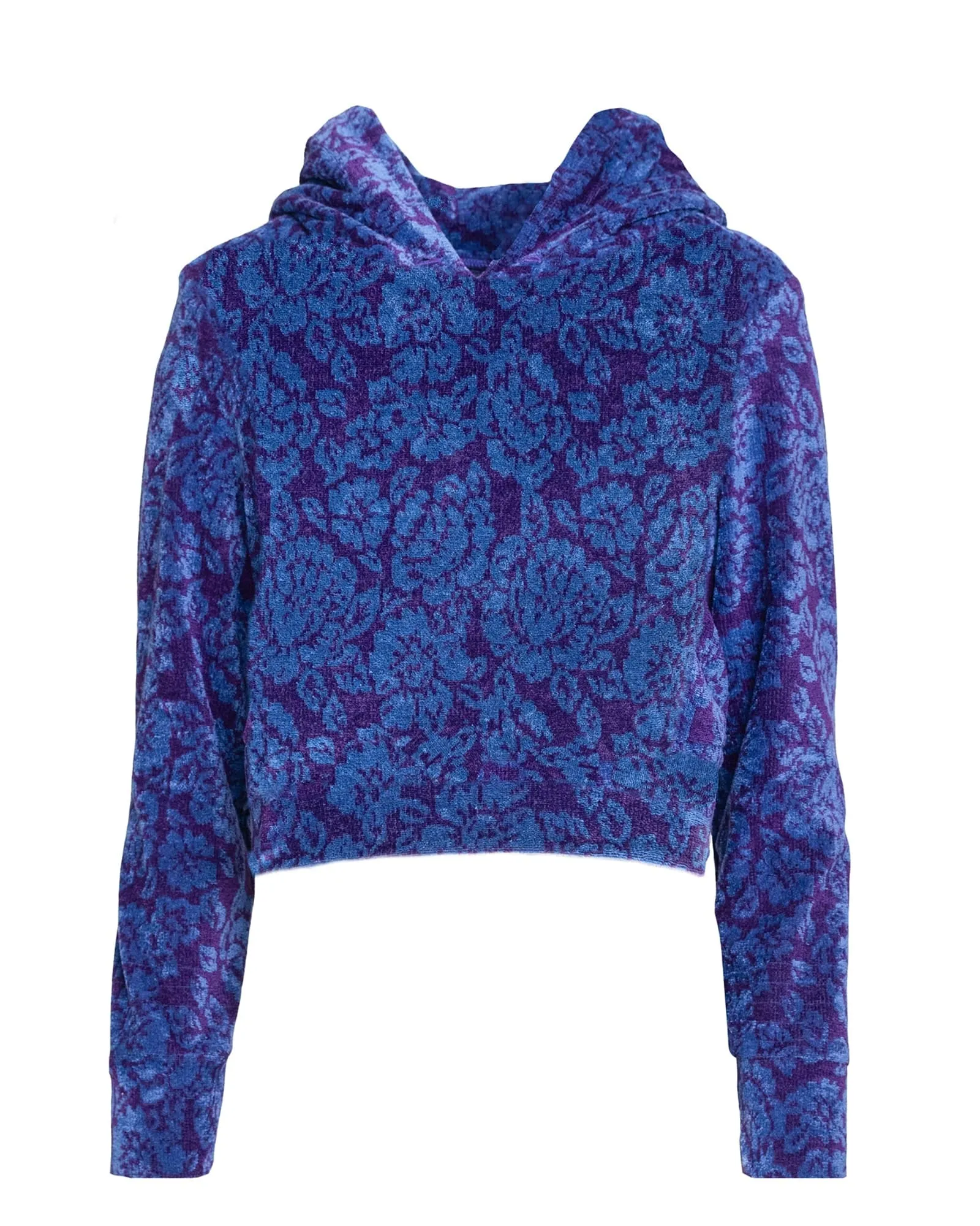 Floral Cropped Hoodie | Blue