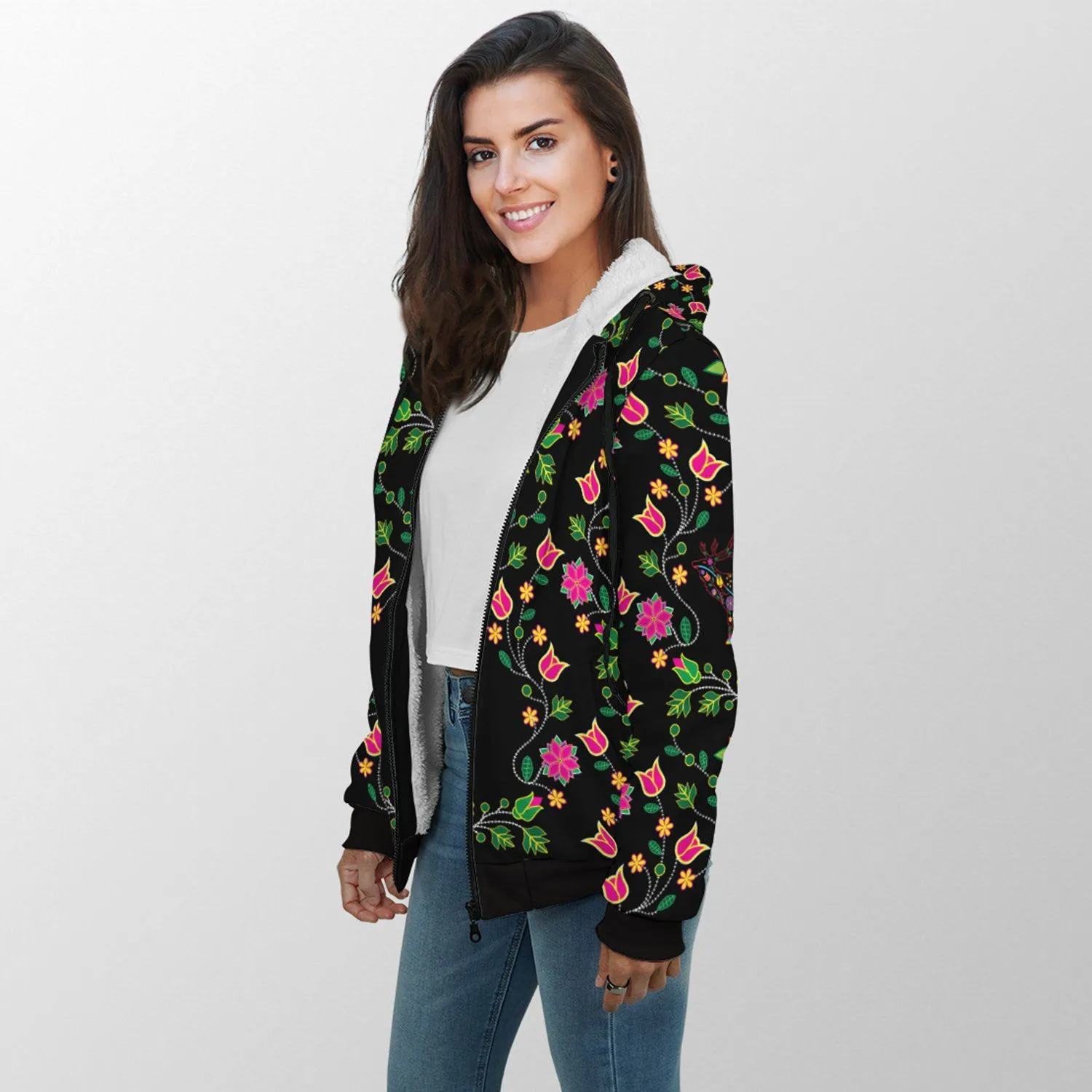 Floral Elk Sherpa Hoodie