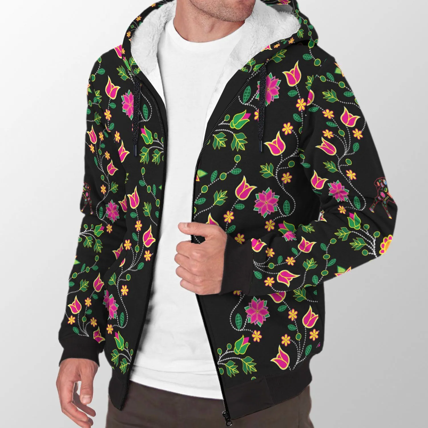 Floral Elk Sherpa Hoodie