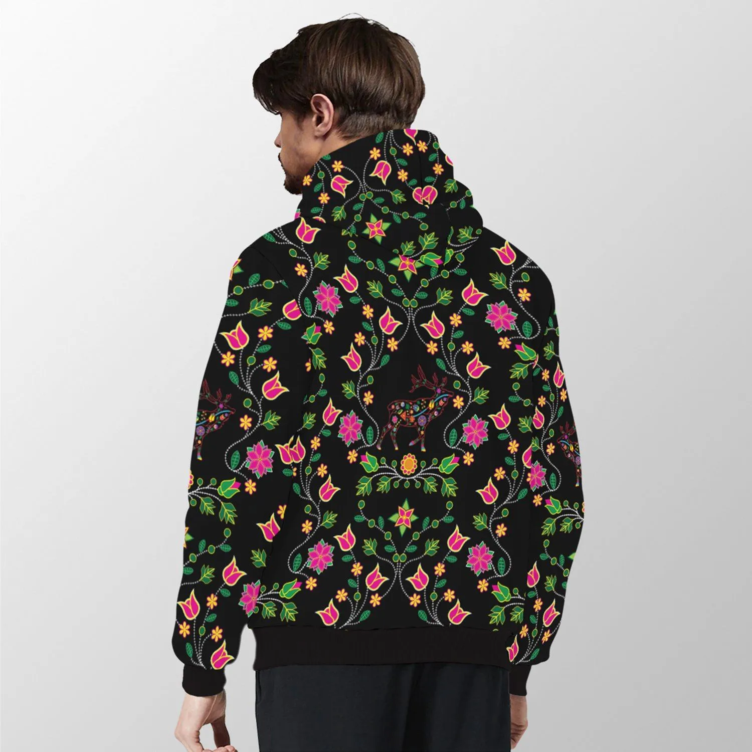 Floral Elk Sherpa Hoodie
