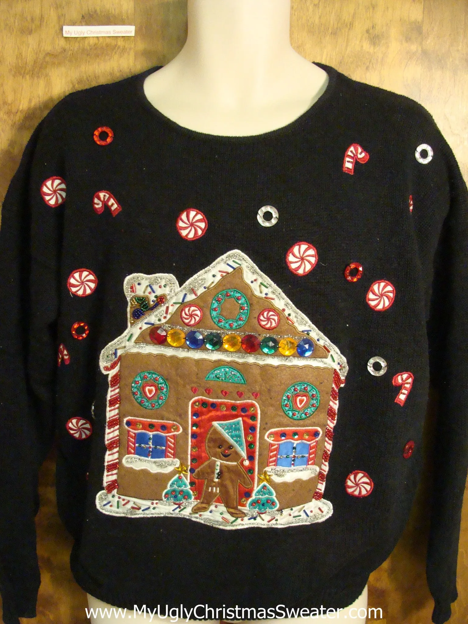 Fun Gingerbread House Themed Ugly Christmas Sweater