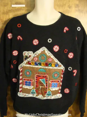 Fun Gingerbread House Themed Ugly Christmas Sweater