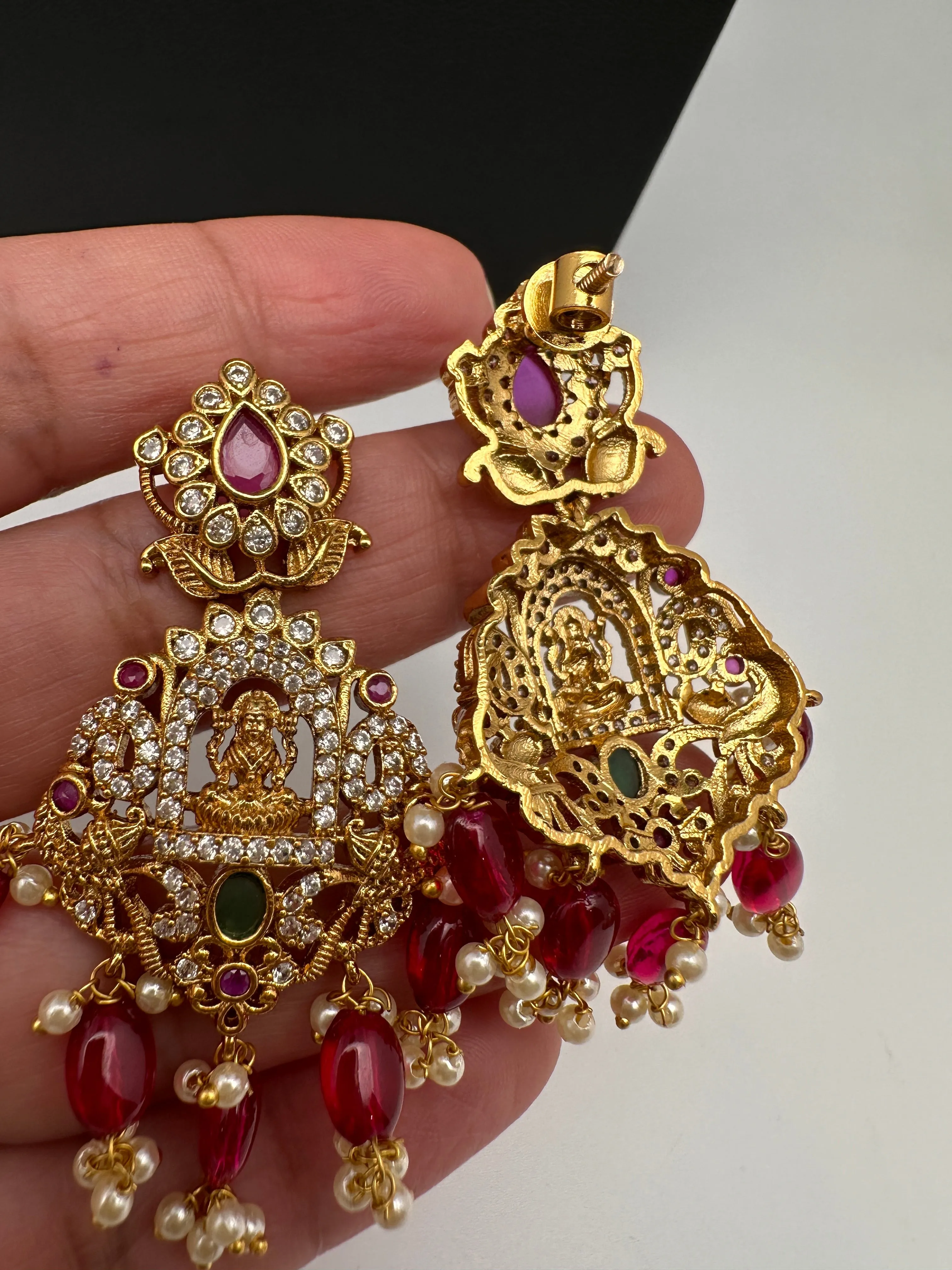 Goddess Lakshmi Red Stone Red beads Necklace