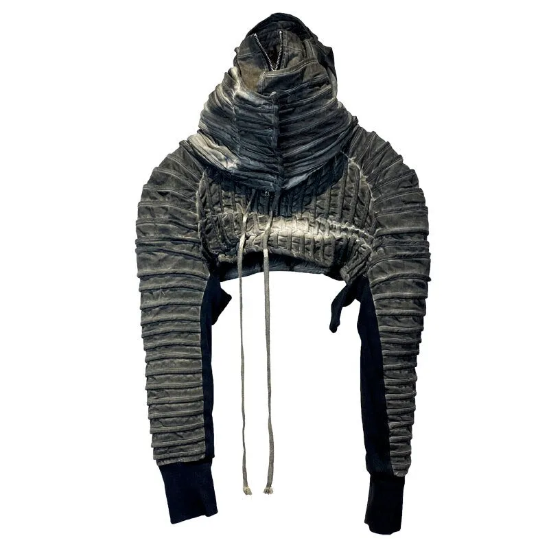 Grunge Standing Neck Short Jacket