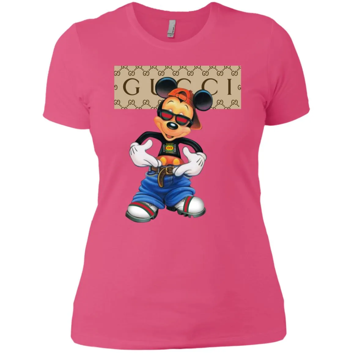Gucci Logo Shirt Mickey Mouse T-shirt Women Cotton T-Shirt