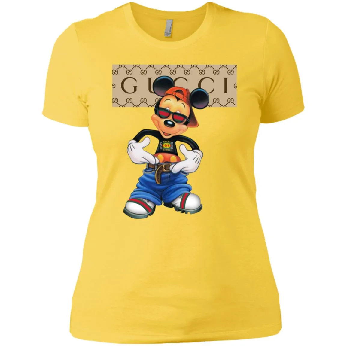 Gucci Logo Shirt Mickey Mouse T-shirt Women Cotton T-Shirt