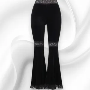 High Waisted Velvet Bell Bottoms Pants