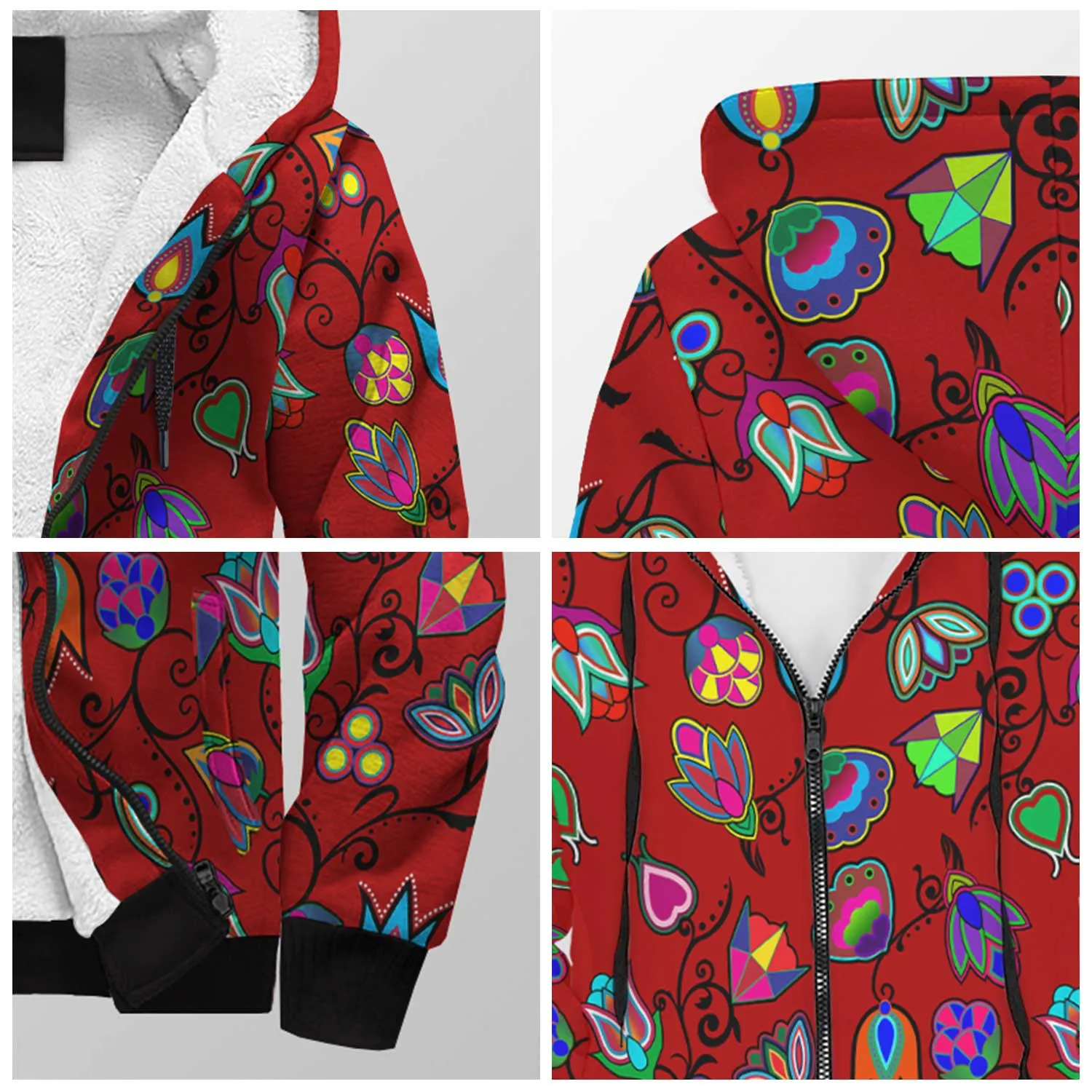 Indigenous Paisley Dahlia Sherpa Hoodie