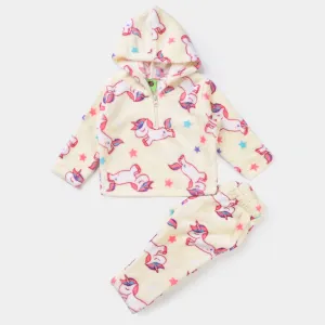 Infant Girls Sherpa 2PC Suit Character -Off White