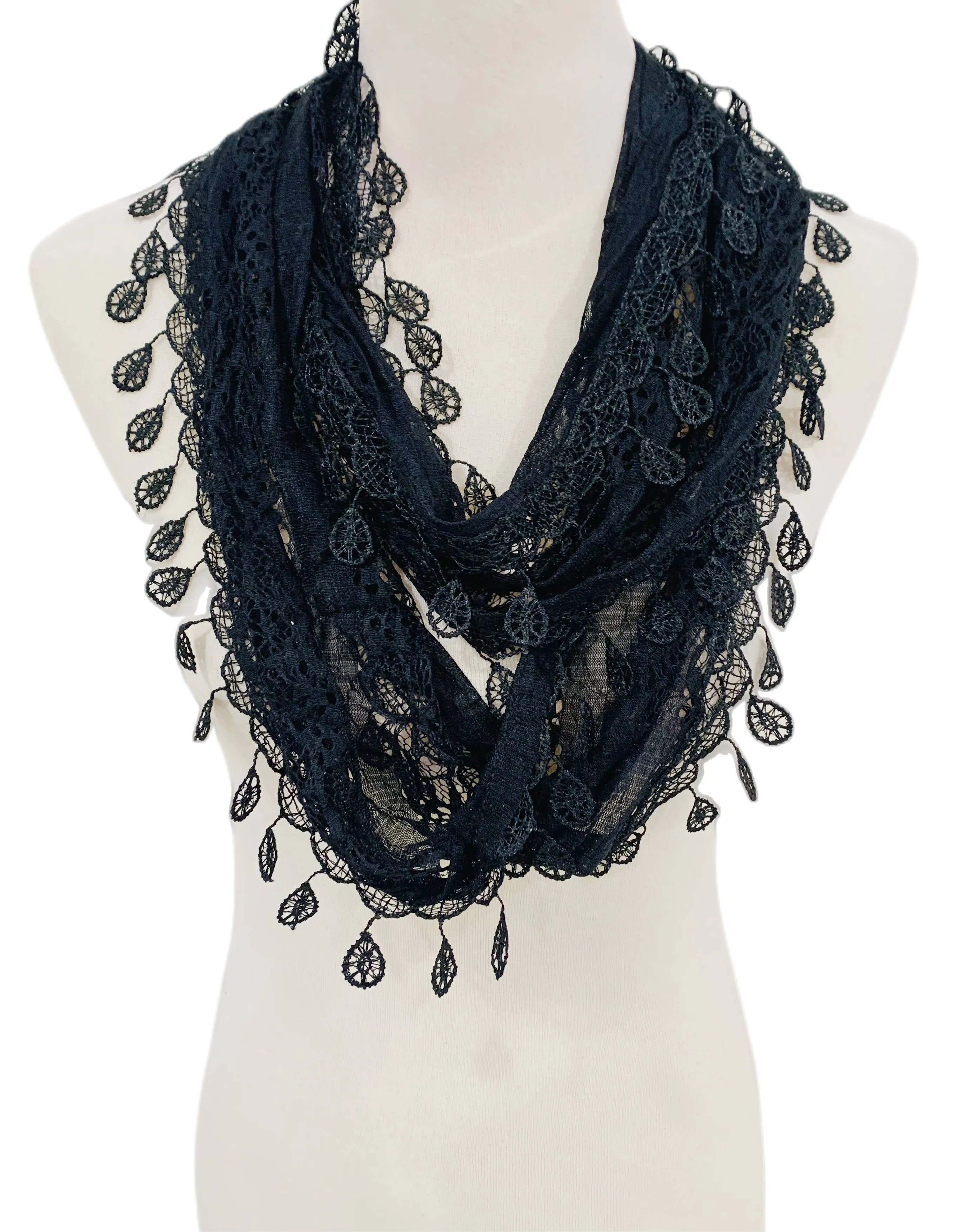 JC014906 8 Colors Gorgeous Elegant lace Infinity Scarf