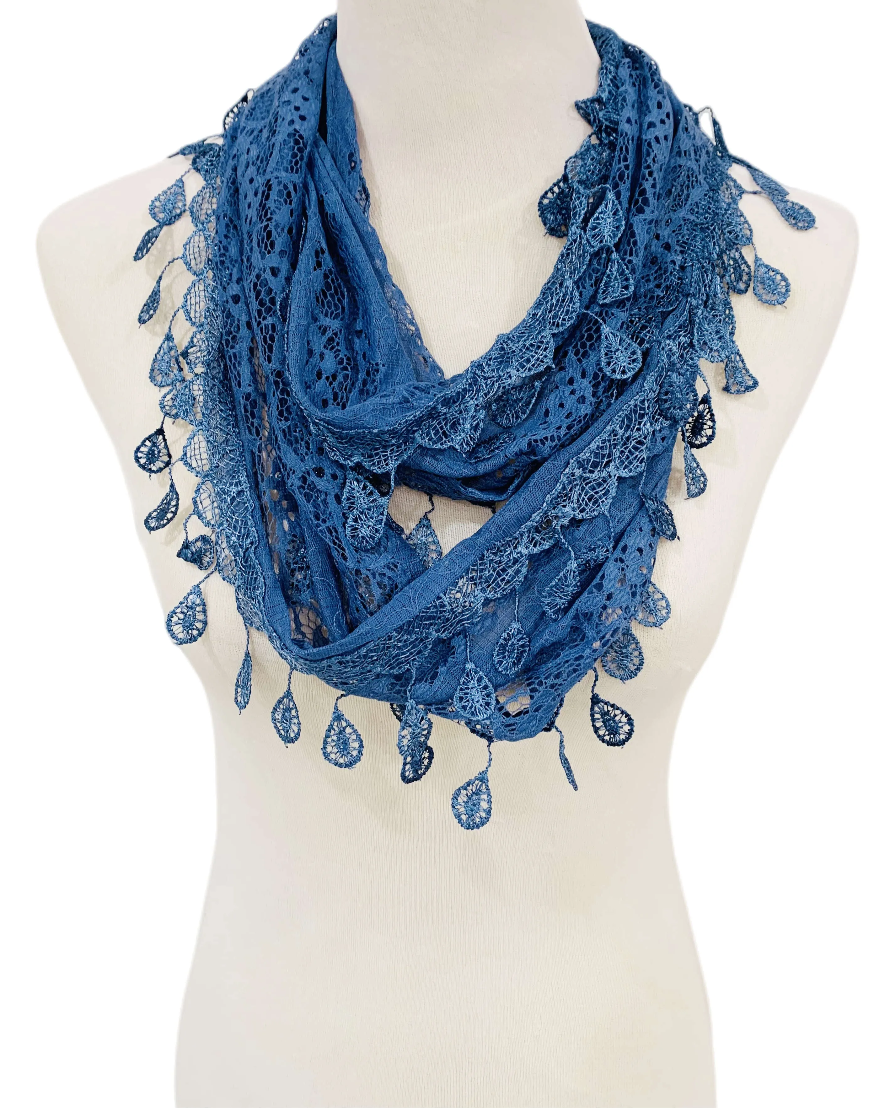 JC014906 8 Colors Gorgeous Elegant lace Infinity Scarf