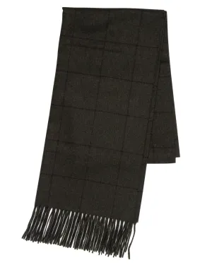 Joshua Ellis Classic Prince Of Wales Check 100% Cashmere Scarf Loden x Green