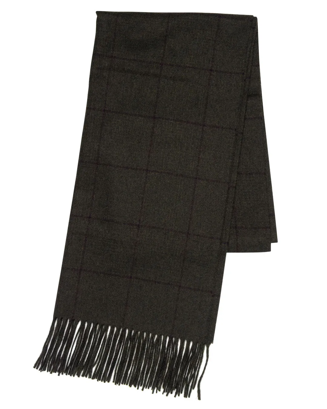 Joshua Ellis Classic Prince Of Wales Check 100% Cashmere Scarf Loden x Green