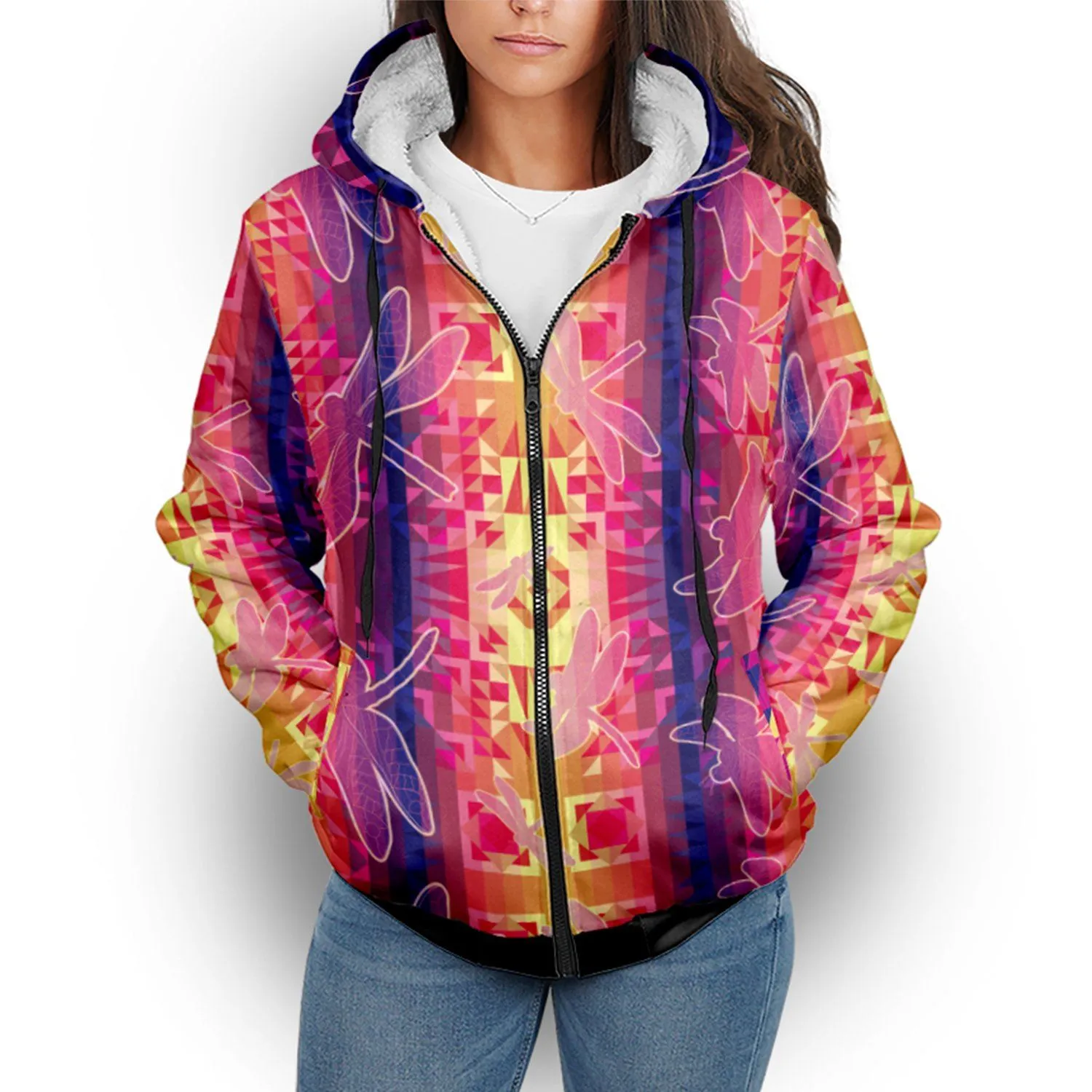 Kaleidoscope Dragonfly Sherpa Hoodie