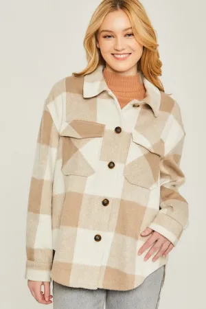 Khaki Flannel Jacket in Beige