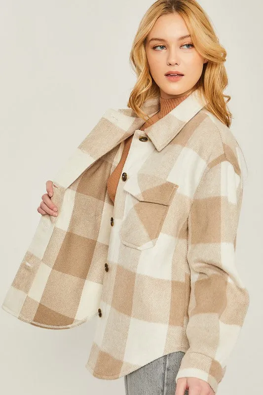 Khaki Flannel Jacket in Beige