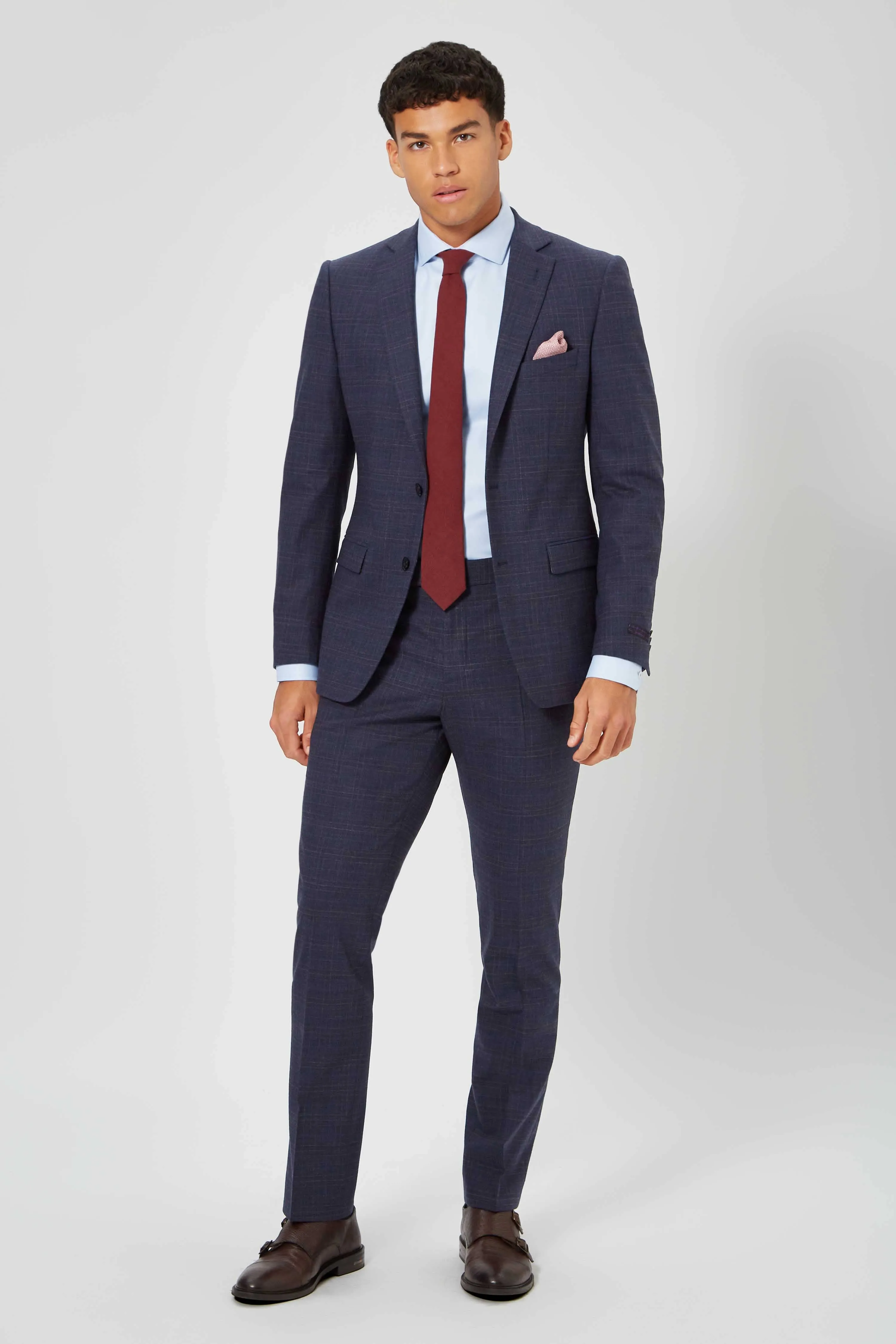 Kilburn Slim Fit Navy Check Wool Jacket - ARCHIVE
