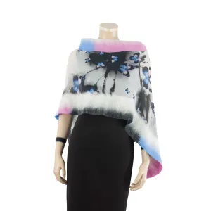 Linked  blue pink butterfly scarf #140-6