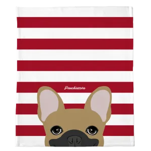 Masked Fawn French Bulldog on Red Stripes | Frenchie Blanket
