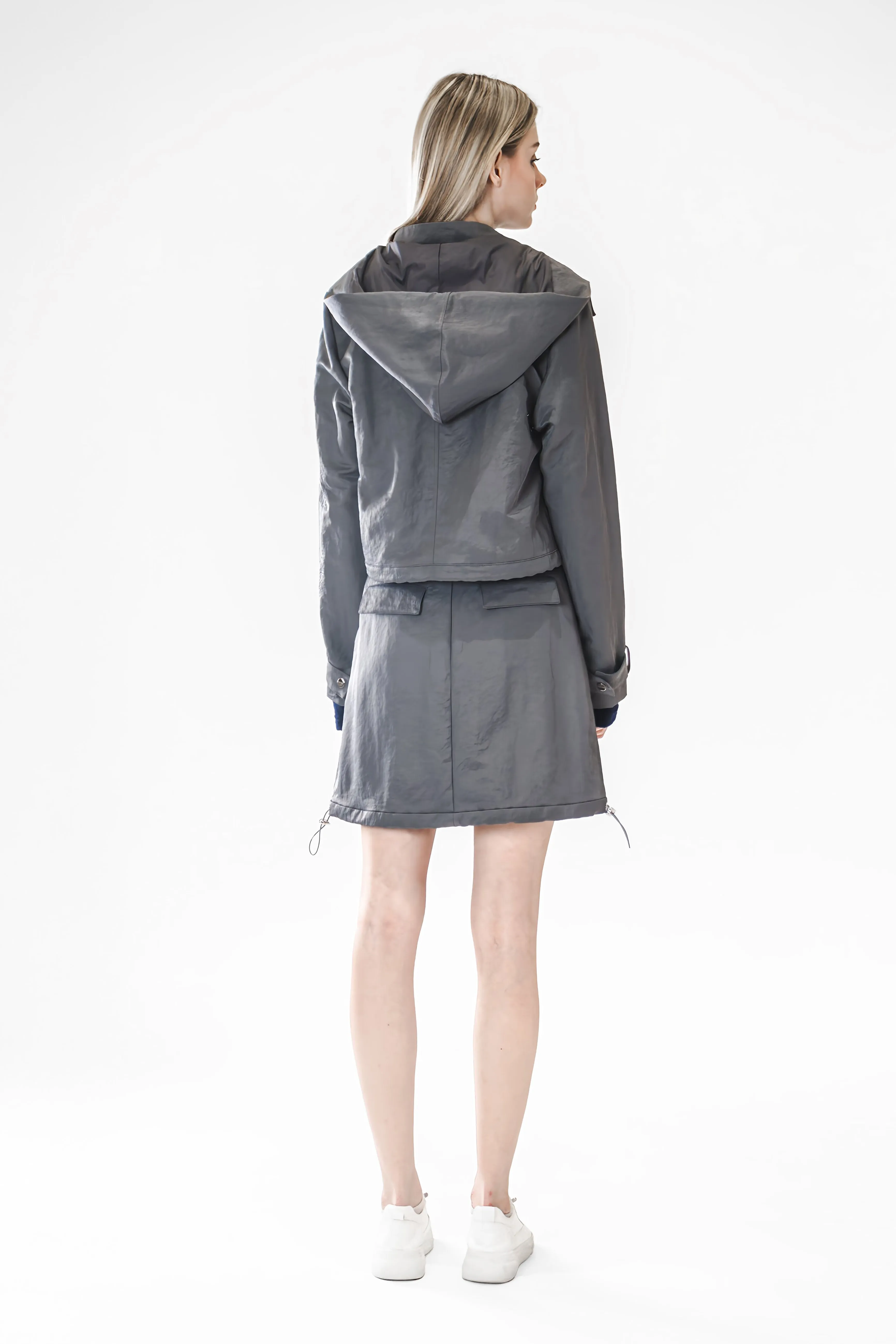 MOON-GRAY UTILITY-STYLE TRENCH COAT