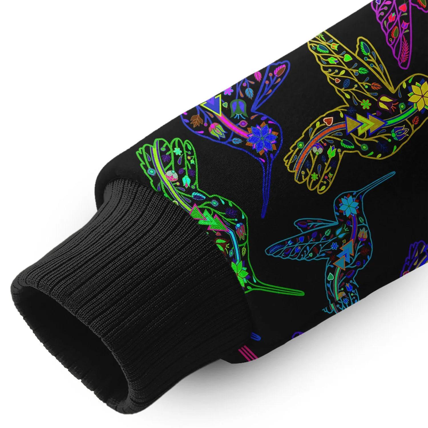 Neon Floral Hummingbird Sherpa Hoodie