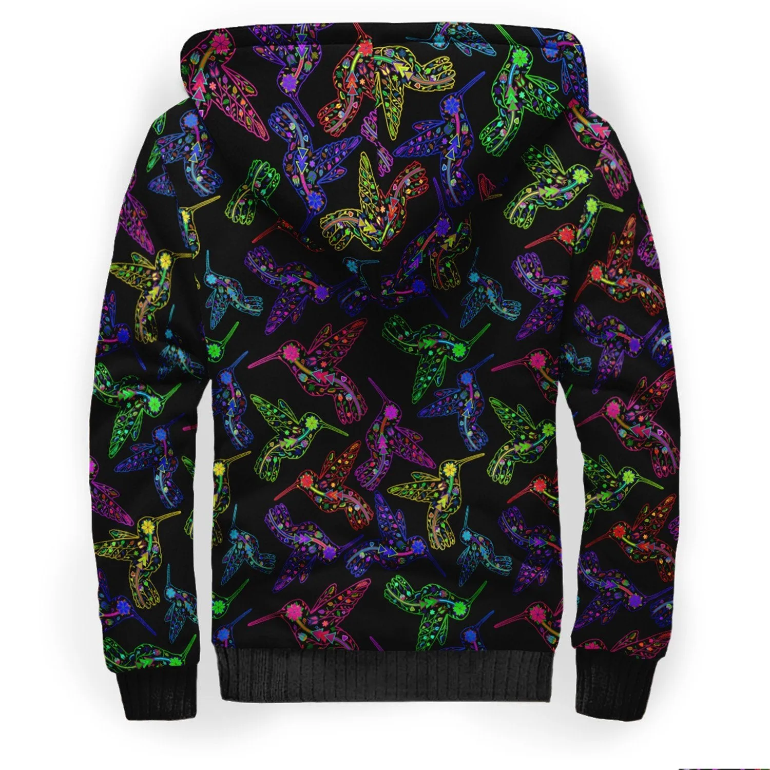 Neon Floral Hummingbird Sherpa Hoodie