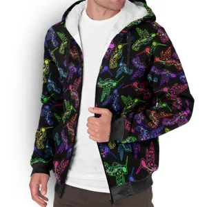 Neon Floral Hummingbird Sherpa Hoodie